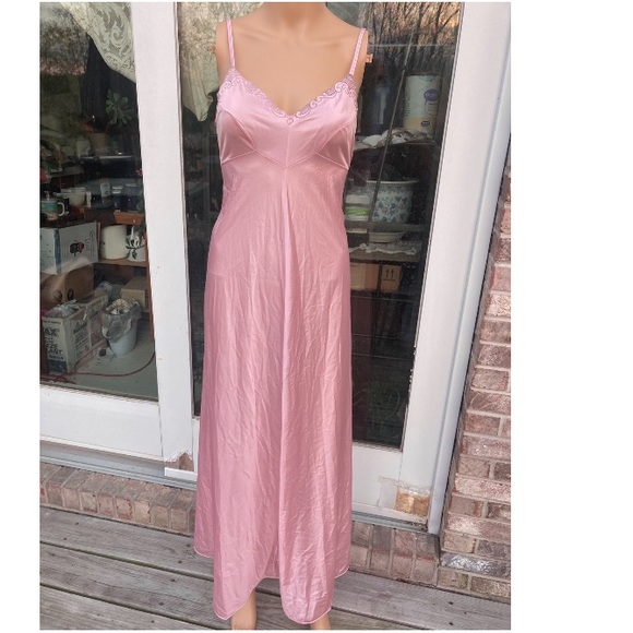 Vintage 1970 Collector Item Dreamy Dreamcore Light Pink Coquette Slip Maxi Dress - Picture 6 of 15